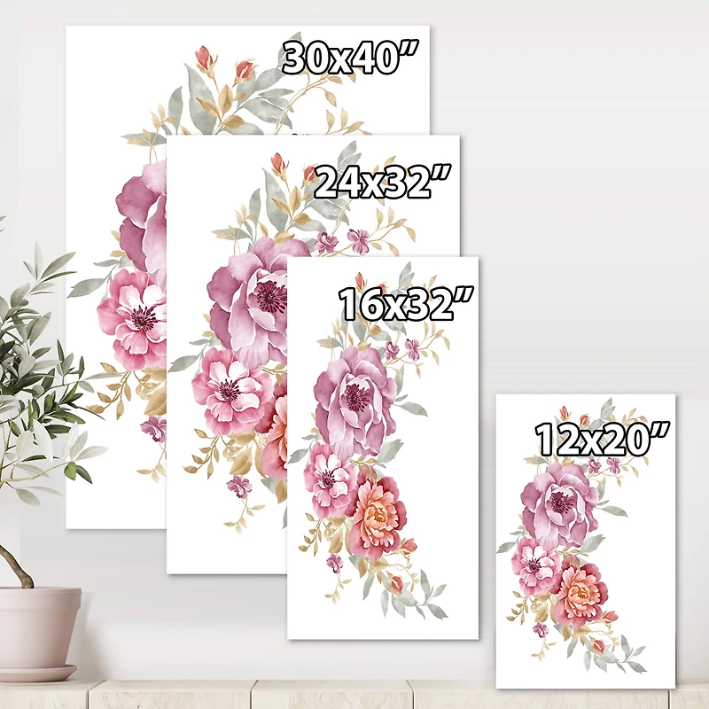 Designart - Bouquet Of Pink and Purple Flowers III