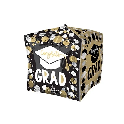 15" Grad Circles & Dots Cube Foil Balloon