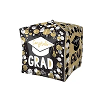 15" Grad Circles & Dots Cube Foil Balloon