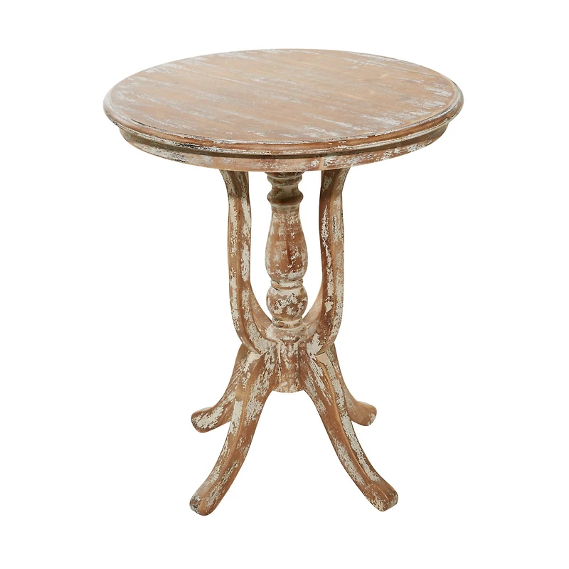 24" Brown Chinese Fir Farmhouse Accent Table