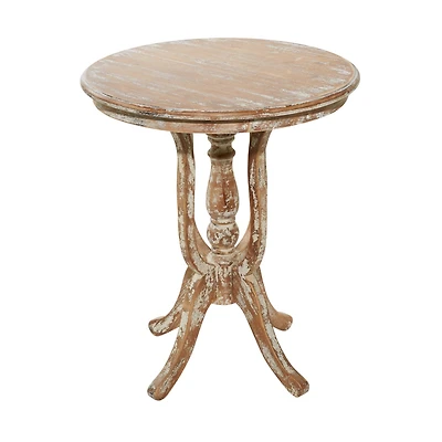 24" Brown Chinese Fir Farmhouse Accent Table