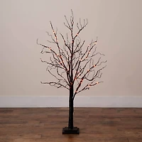 4ft. Pre-Lit Halloween Black Twig Artificial Tree with 180 Orange & Purple LED Lights