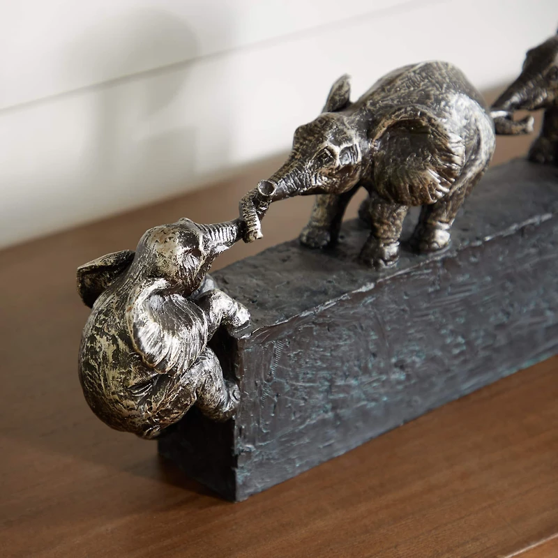 17" Black Eclectic Elephant Sculpture