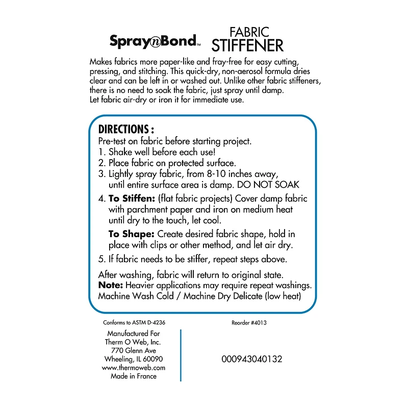 7oz. Therm O Web SpraynBond™ Heat-Bonded Fabric Stiffener