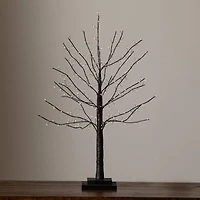 2ft. Pre-Lit Artificial Halloween Black Twig Tree with 210 Warm White Fairy Copper Wire LED Lights
