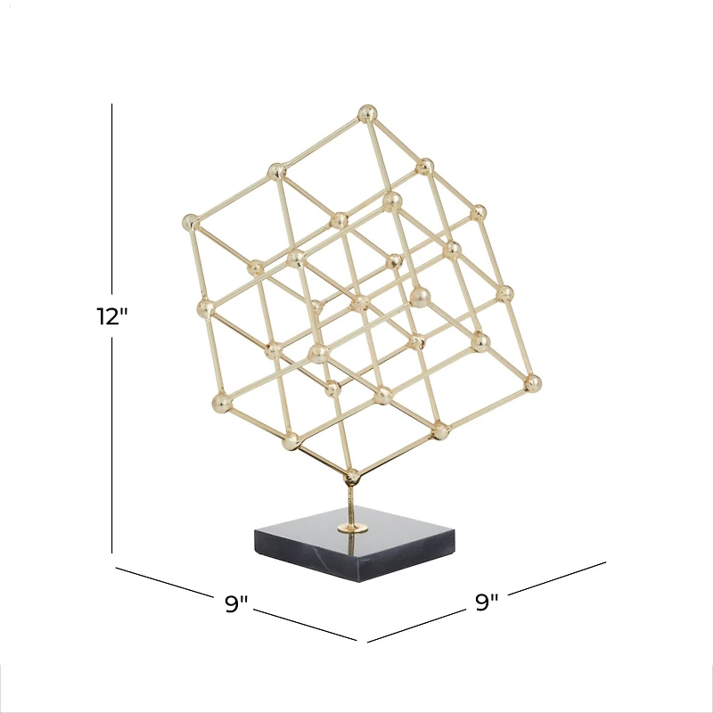 Gold Marble Modern Sculpture, 12" x 9" x 9"