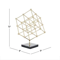 Gold Marble Modern Sculpture, 12" x 9" x 9"