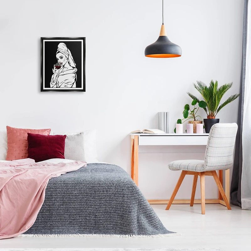 Stupell Industries Vampire Wine Glass Glam Woman Framed Floater Canvas Wall Art