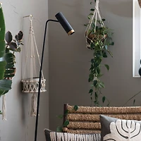 Hello Honey® 33.5" Natural Handwoven Cotton Macramé & Rattan Plant Hanger with Wood Beads