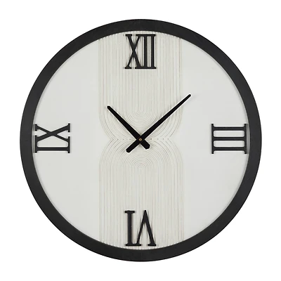 24" The Novogratz White Wood Art Deco Line Art Wall Clock