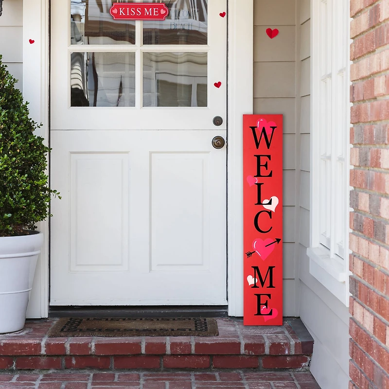 Glitzhome® 36" Valentine's Wooden Welcome Porch Sign