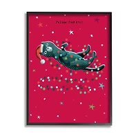 Stupell Industries Feline Festive Christmas Cat Black Framed Giclee Art