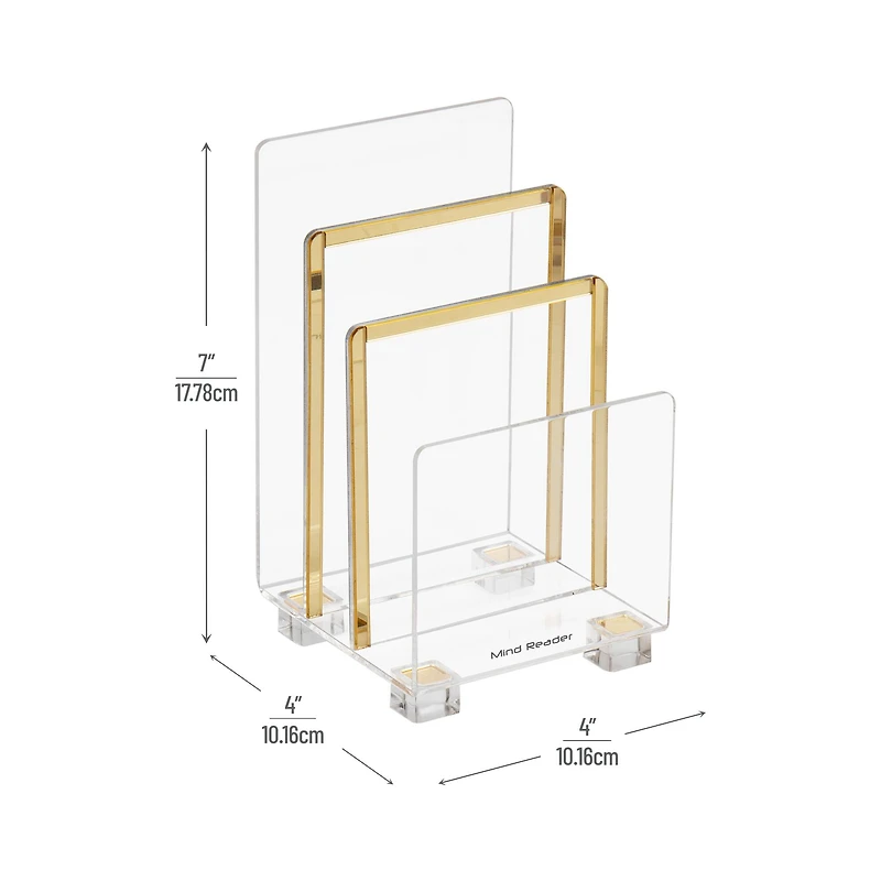 Mind Reader Cosmopolitan Collection Gold 3-Tier Mail Sorter