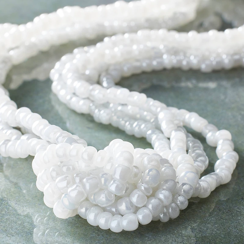 Shiny White Glass Seed Beads, 6/0 by Bead Landing™