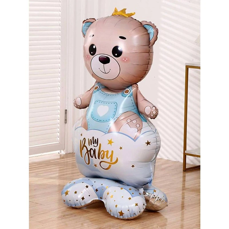 Wizardi Boy Bear with Crown Standing Foil Balloon Decoration