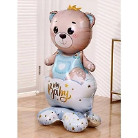Wizardi Boy Bear with Crown Standing Foil Balloon Decoration