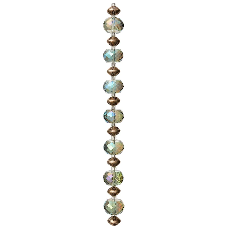 12 Pack: Aqua Metal & Glass Rondelle Beads by Bead Landing™
