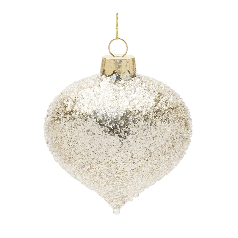 Gold Beaded Glass Ornament Set