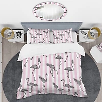 Designart 'Flamingo on Pink' Mid-Century Duvet Cover Set