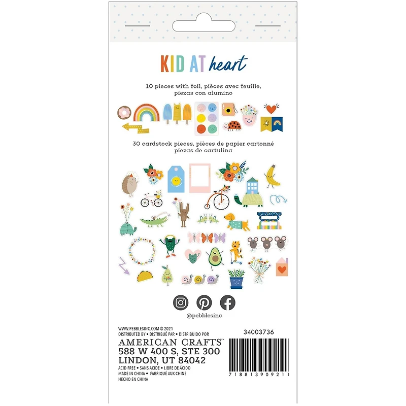 American Crafts™ Kid At Heart Icon w/Foil Accents Cardstock Die-Cuts, 40ct.