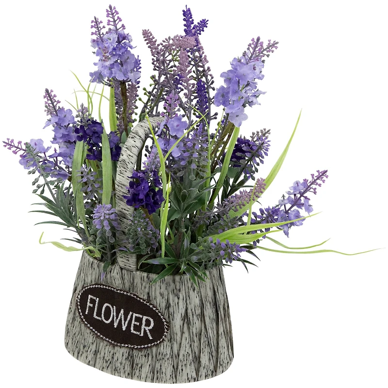 12" Lavender Bouquet in Flower Spring Basket with Handle