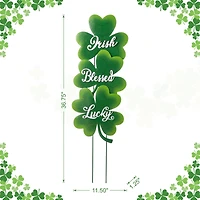 Glitzhome® 36.75" St. Patrick's Metal Shamrock Yard Stake Set
