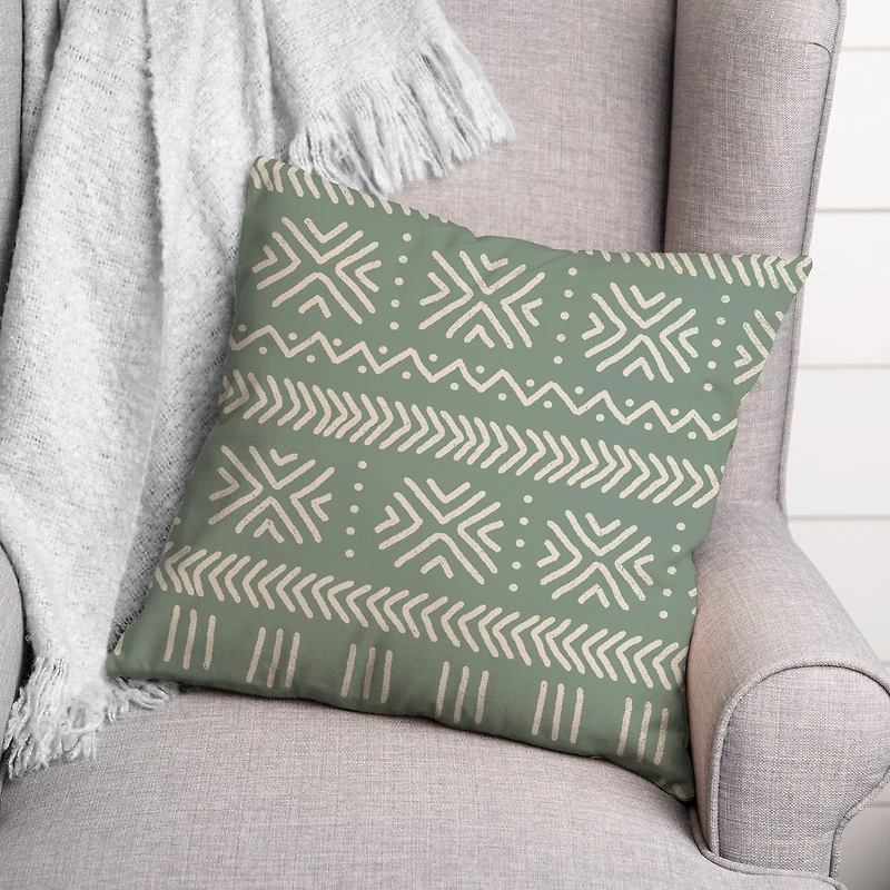 Sage Mudcloth 18" x 18" Throw Pillow