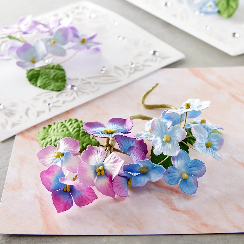Purple & Blue Fabric Hydrangea Embellishments by Recollections™