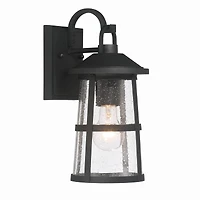 Hello Honey® Nantucket Matte Black Coastal Metal & Glass Wall Mounted Outdoor Lantern Light