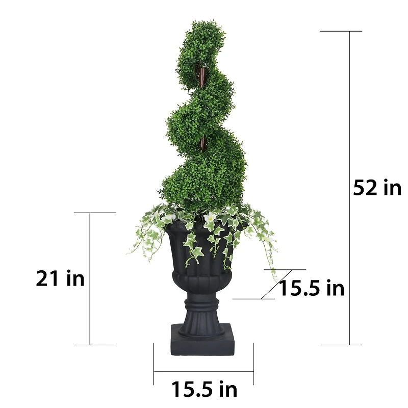 4.5ft. Topiary Spiral Boxwood Artificial Tree in Decorative Urn