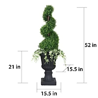 4.5ft. Topiary Spiral Boxwood Artificial Tree in Decorative Urn