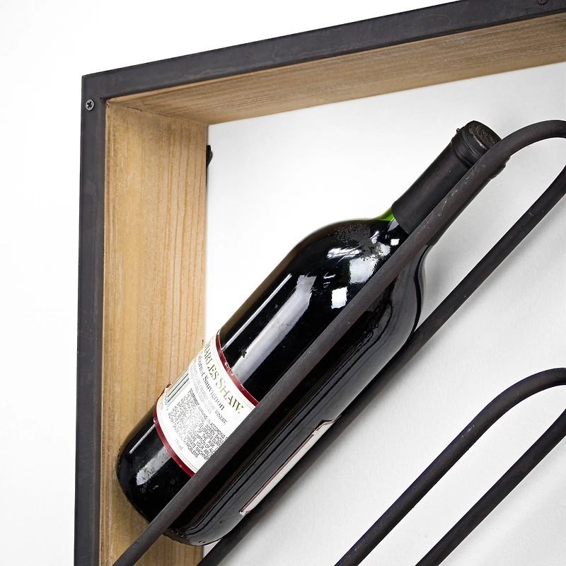 Wood & Metal Wall Mounted Wine Rack