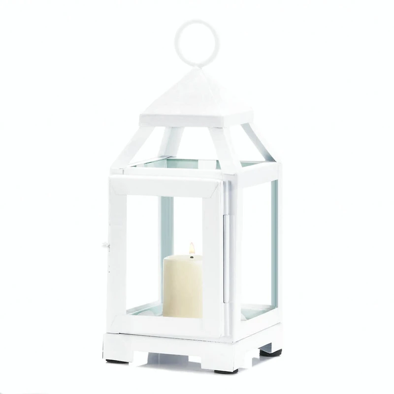 8.75" White Mini Contemporary Lantern