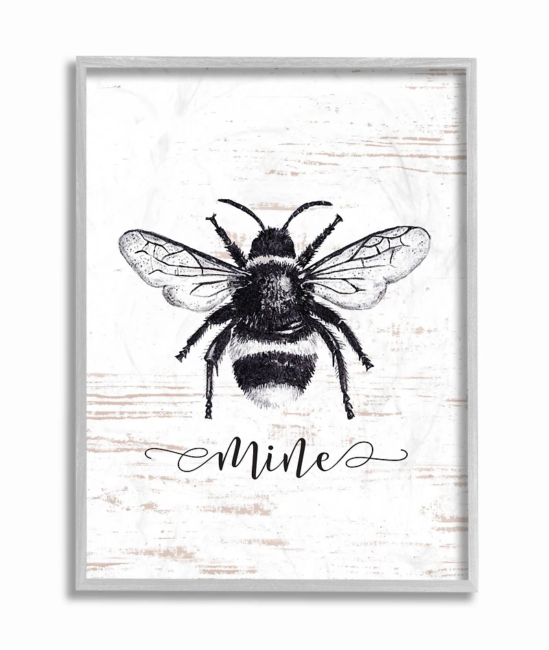 Stupell Industries Bee Mine Wall Art in Gray Frame