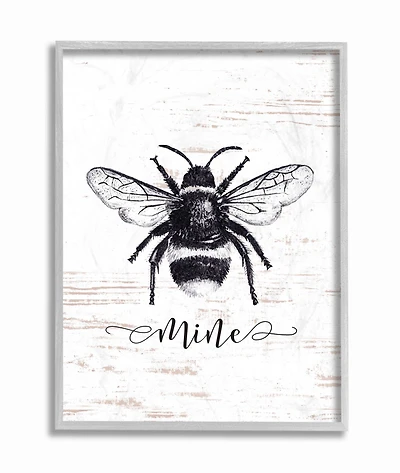 Stupell Industries Bee Mine Wall Art in Gray Frame