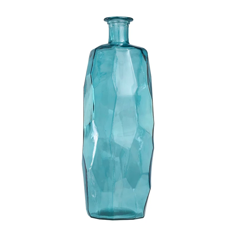 29" Teal Recycled Glass Tall Spanish Bottleneck Vase