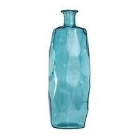 29" Teal Recycled Glass Tall Spanish Bottleneck Vase