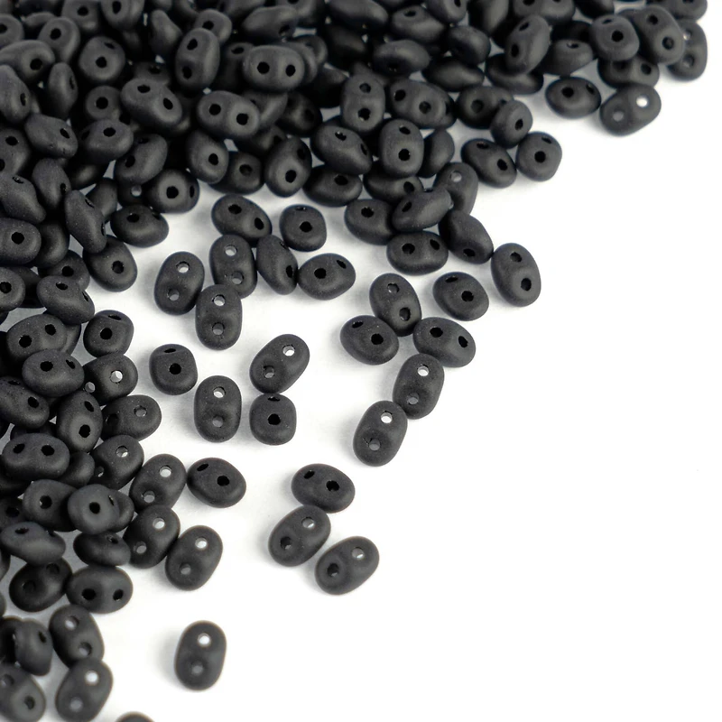 12 Pack: John Bead Superduo Two-Hole Matte Jet Czech Glass Beads, 5mm