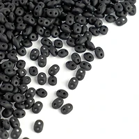 12 Pack: John Bead Superduo Two-Hole Matte Jet Czech Glass Beads, 5mm