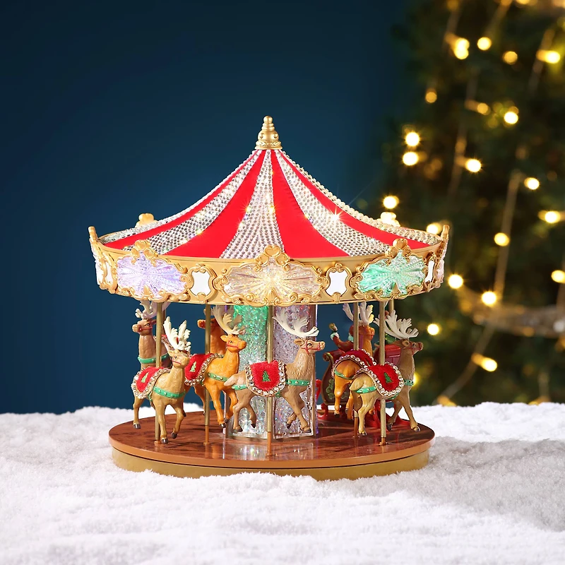 Mr. Christmas 12" Animated Crystal Very Merry Carousel