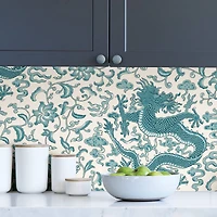 Scalamandre Peacock Chien Dragon Peel & Stick Wallpaper
