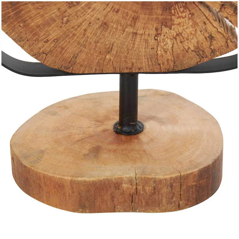 Brown Wood Abstract Slab Sculpture Set