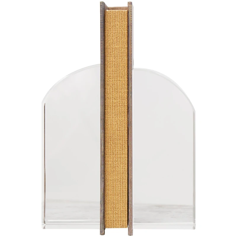 6" Clear Crystal Geometric Arched Bookends Set