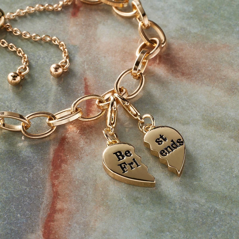 Gold Best Friends Heart Charm Set by Bead Landing™
