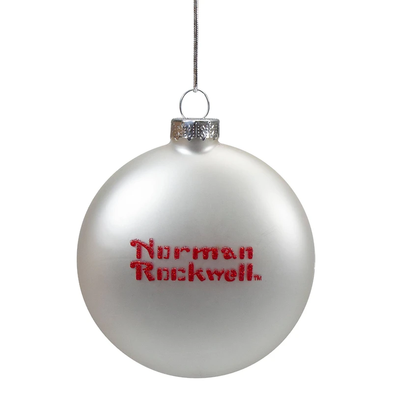 3ct. Norman Rockwell Christmas Glass Disc Ornament