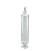 29" Clear Transparent Glass Cylindrical Jar with Finial Topped Lid