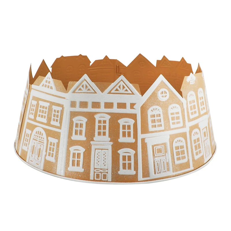 26.75" Brown & White Metal Gingerbread Village Tree Collar by Ashland®