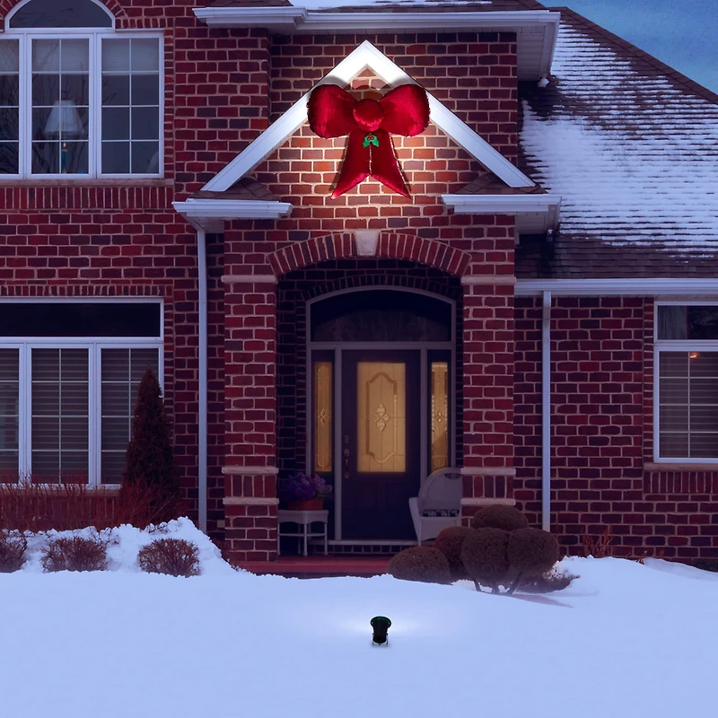 4.5ft. Airblown® Inflatable Mixed Media Hanging Velvet Bow with External Spotlight