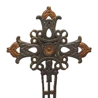 21" Copper Traditional Decorative Cross Sculpture