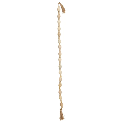 Hello Honey® 60" Mango Wood Bead Garland with Jute Tassels